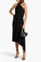 Chic Sheath Halter Neck Sleeveless Asymmetric Back Floor Length Plus Size Prom Dress