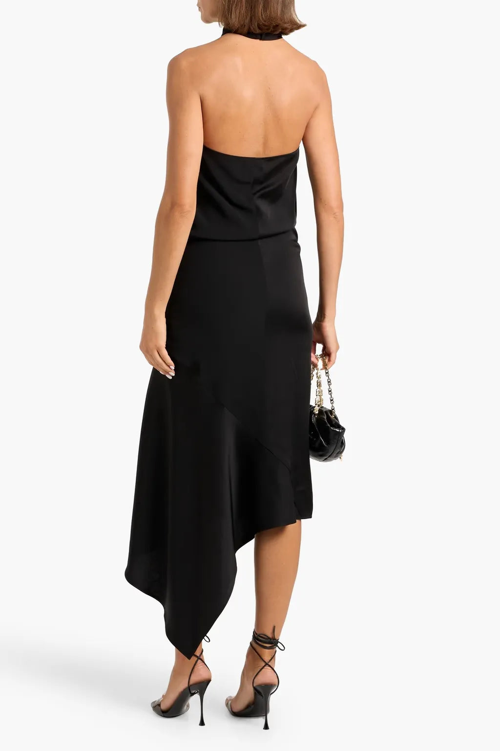 Chic Sheath Halter Neck Sleeveless Asymmetric Back Floor Length Plus Size Prom Dress
