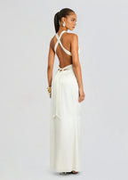Chic Sheath Halter Neck Sleeveless Crisscross Back Floor Length Plus Size Evening Dress