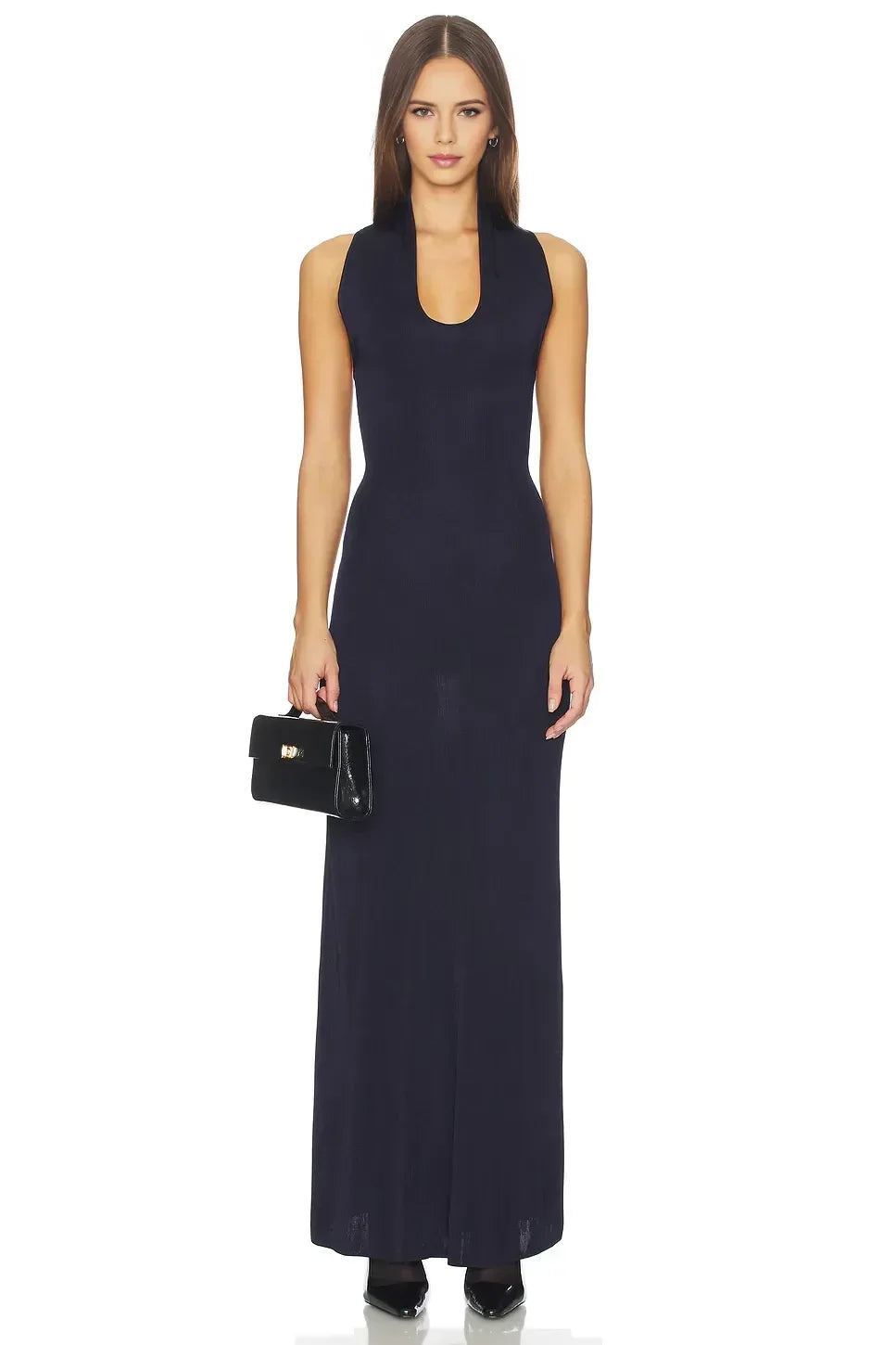 Chic Sheath Halter Neck Sleeveless Cutout Back Floor Length Evening Dress