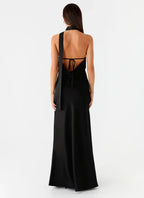 Chic Sheath Halter Neck Sleeveless Draped Back Floor Length Plus Size Evening Dress