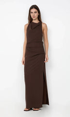 Chic Sheath Halter Neck Sleeveless Knot Back Floor Length For Sale Prom Dress