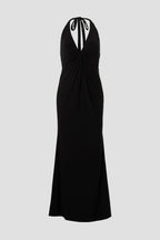 Chic Sheath Halter Neck Sleeveless Knot Back Floor Length Plus Size Prom Dress