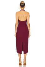 Chic Sheath Halter Neck Sleeveless Open Back Midi Evening Dress