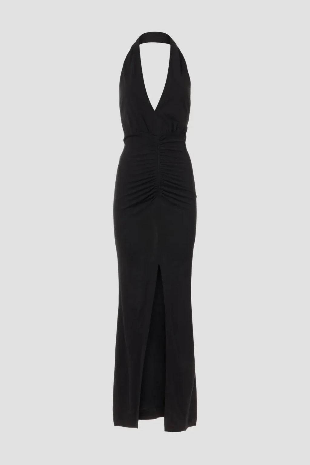 Chic Sheath Halter Neck Sleeveless Ruched Side Floor Length Plus Size Prom Dress