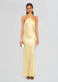 Chic Sheath Halter Neck Sleeveless Tie Back Floor Length Plus Size Prom Dress