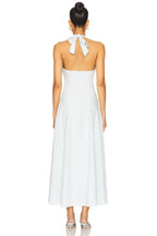 Chic Sheath Halter Neck Sleeveless Tie Back Midi Length Evening Dress