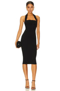 Chic Sheath Halter Neck Sleeveless Zipper Back Midi Evening Dress