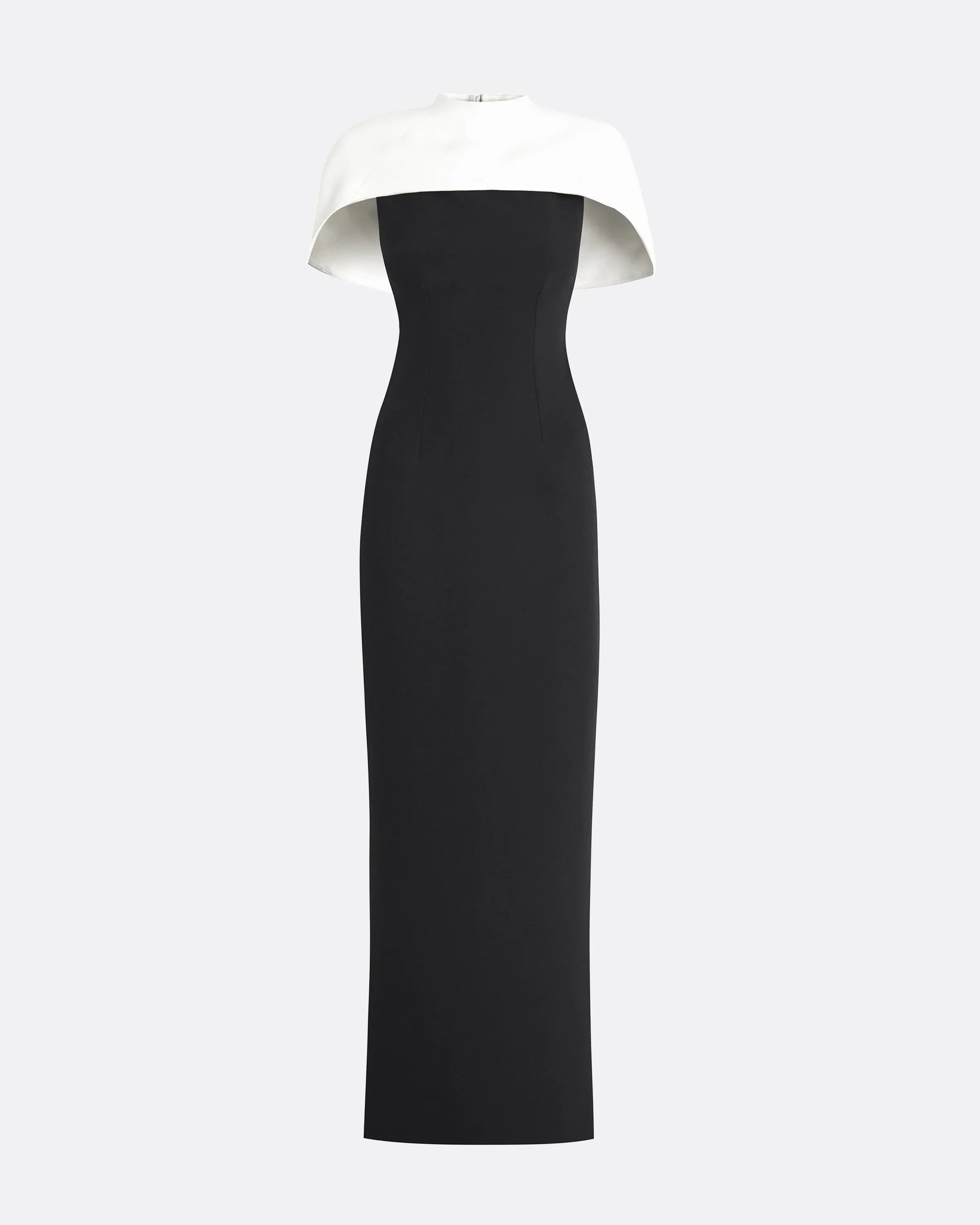 Chic Sheath High Neck Cape Detail Floor Length Plus Size Evening Dress