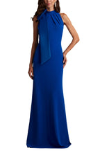 Chic Sheath High Neck Sleeveless Bow Back Floor Length Evening Dress