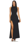 Chic Sheath High Neck Sleeveless High Slit Floor Length Evening Dress