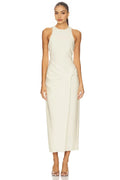 Chic Sheath High Neck Sleeveless Knot Detail Midi Length Prom Dress