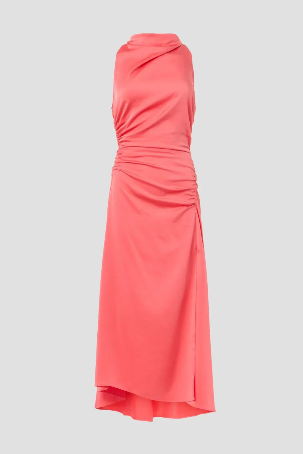 Chic Sheath High Neck Sleeveless Ruched Side Asymmetrical Hem Plus Size Prom Dress
