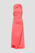 Chic Sheath High Neck Sleeveless Ruched Side Asymmetrical Hem Plus Size Prom Dress
