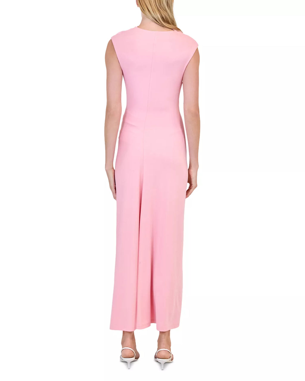 Chic Sheath Mock Neck Sleeveless Ruched Bodice Midi Length For Sale Prom Dress