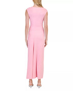 Chic Sheath Mock Neck Sleeveless Ruched Bodice Midi Length For Sale Prom Dress