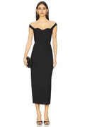 Chic Sheath Off Shoulder Cap Sleeve High Slit Midi Length Prom Dress