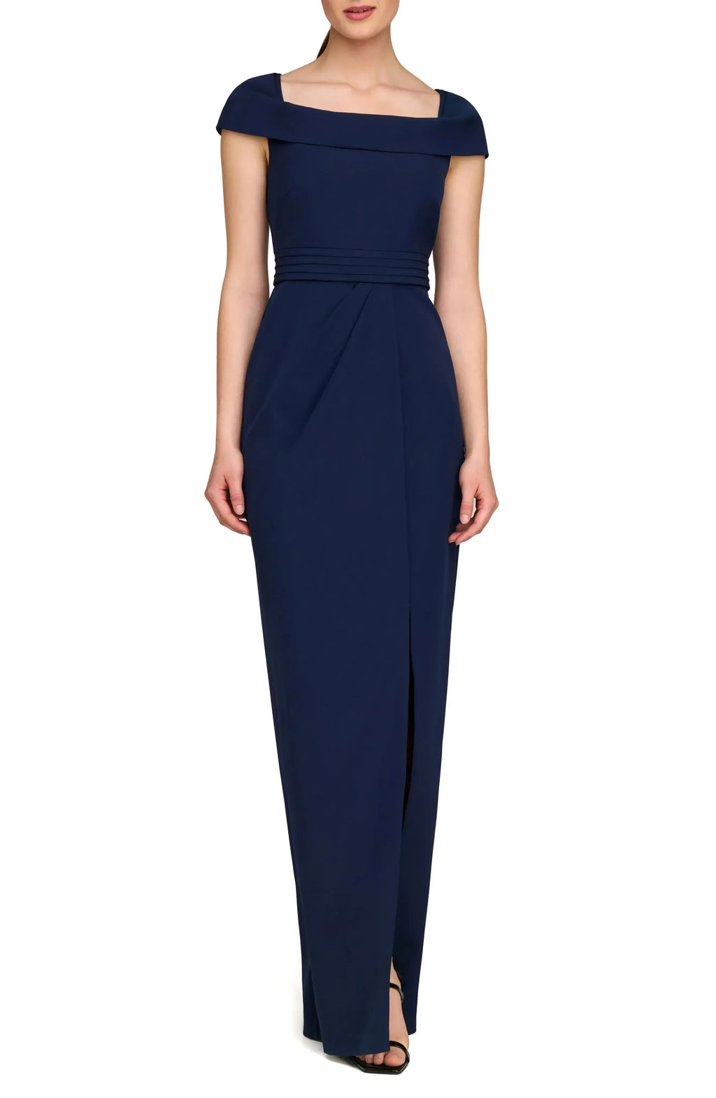Chic Sheath Off Shoulder Cap Sleeve Zipper Back Floor Length Evening Dress