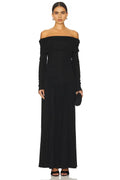 Chic Sheath Off Shoulder Long Sleeve Pleated Hem Floor Length Evening Dress
