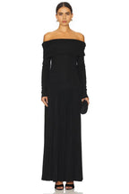 Chic Sheath Off Shoulder Long Sleeve Pleated Hem Floor Length Evening Dress