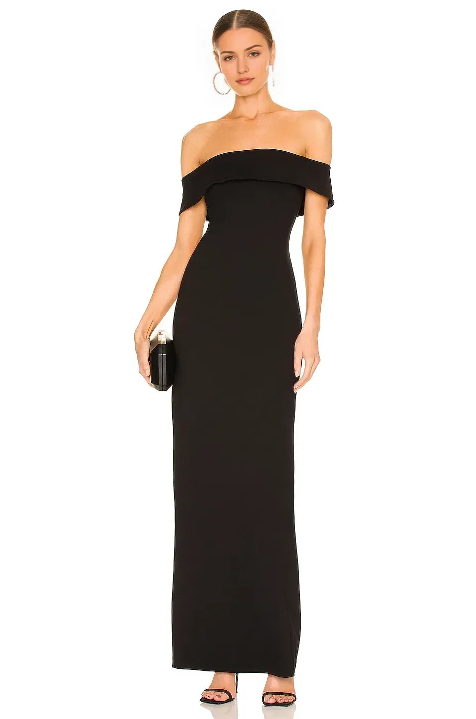 Chic Sheath Off Shoulder Short Sleeve Back Slit Floor Length Evening Dress