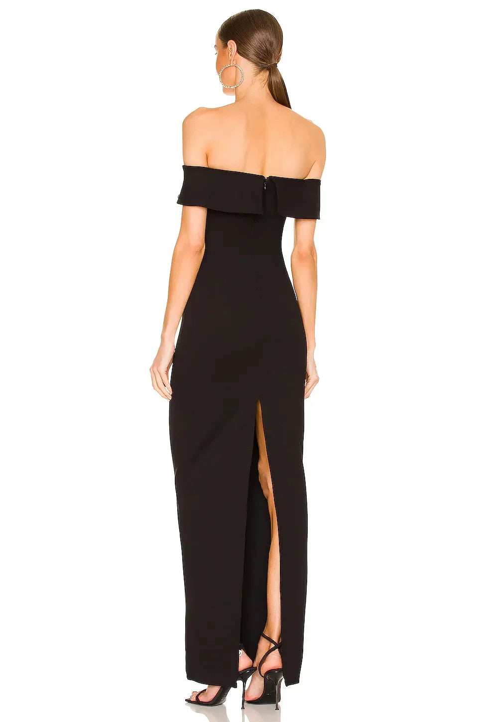 Chic Sheath Off Shoulder Short Sleeve Back Slit Floor Length Evening Dress