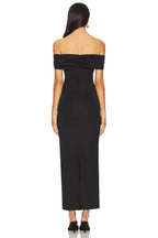 Chic Sheath Off Shoulder Short Sleeve Ruched Back Slit Back Midi Length Evening Dress