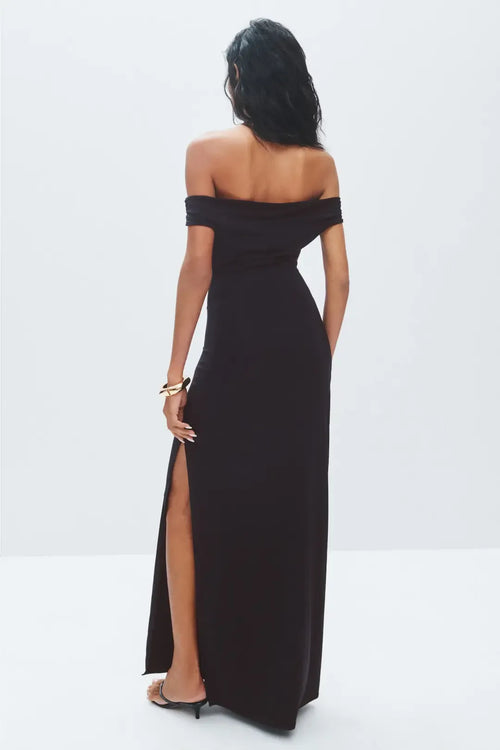 Chic Sheath Off Shoulder Short Sleeve Side Slit Floor Length Plus Size Prom Dress