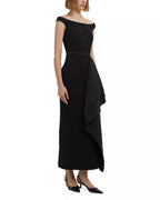 Chic Sheath Off the Shoulder Sleeveless Ruffle Accent Midi Length For Adults Prom Dress ﻿