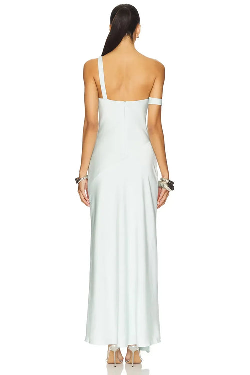 Élégante Robe de Soirée Fourreau Asymétrique à Une Épaule avec Fermeture Éclair au Dos et Longueur Ras du Sol