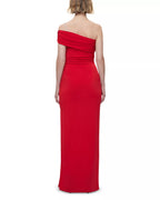 Chic Sheath One Shoulder Beaded Strap Ruched Bodice Floor Length For Sale Prom Dress