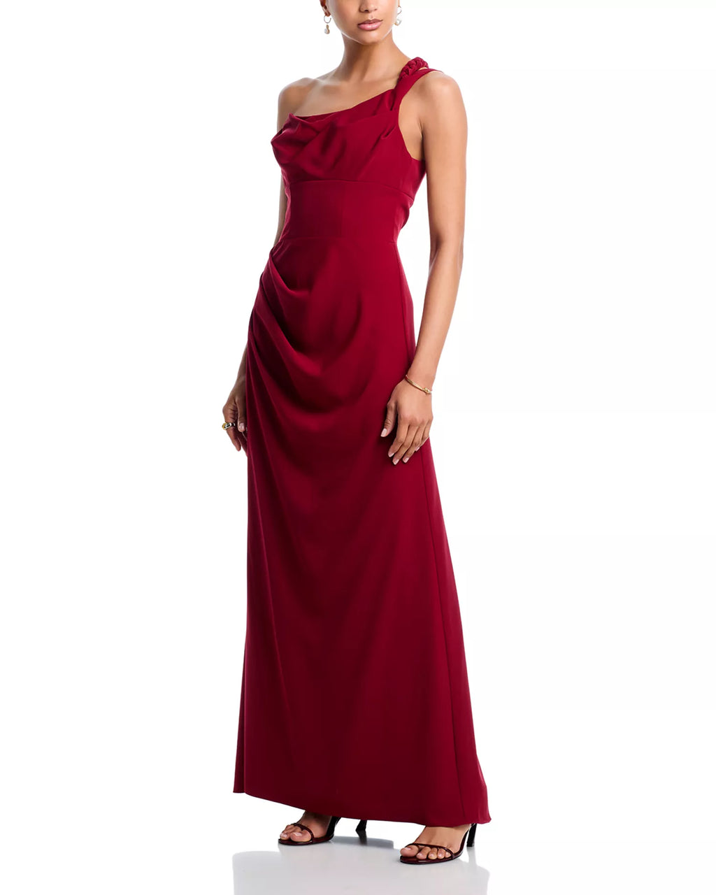 Chic Sheath One Shoulder Braided Strap Ruched Bodice Floor Length For Sale Prom Dress ﻿