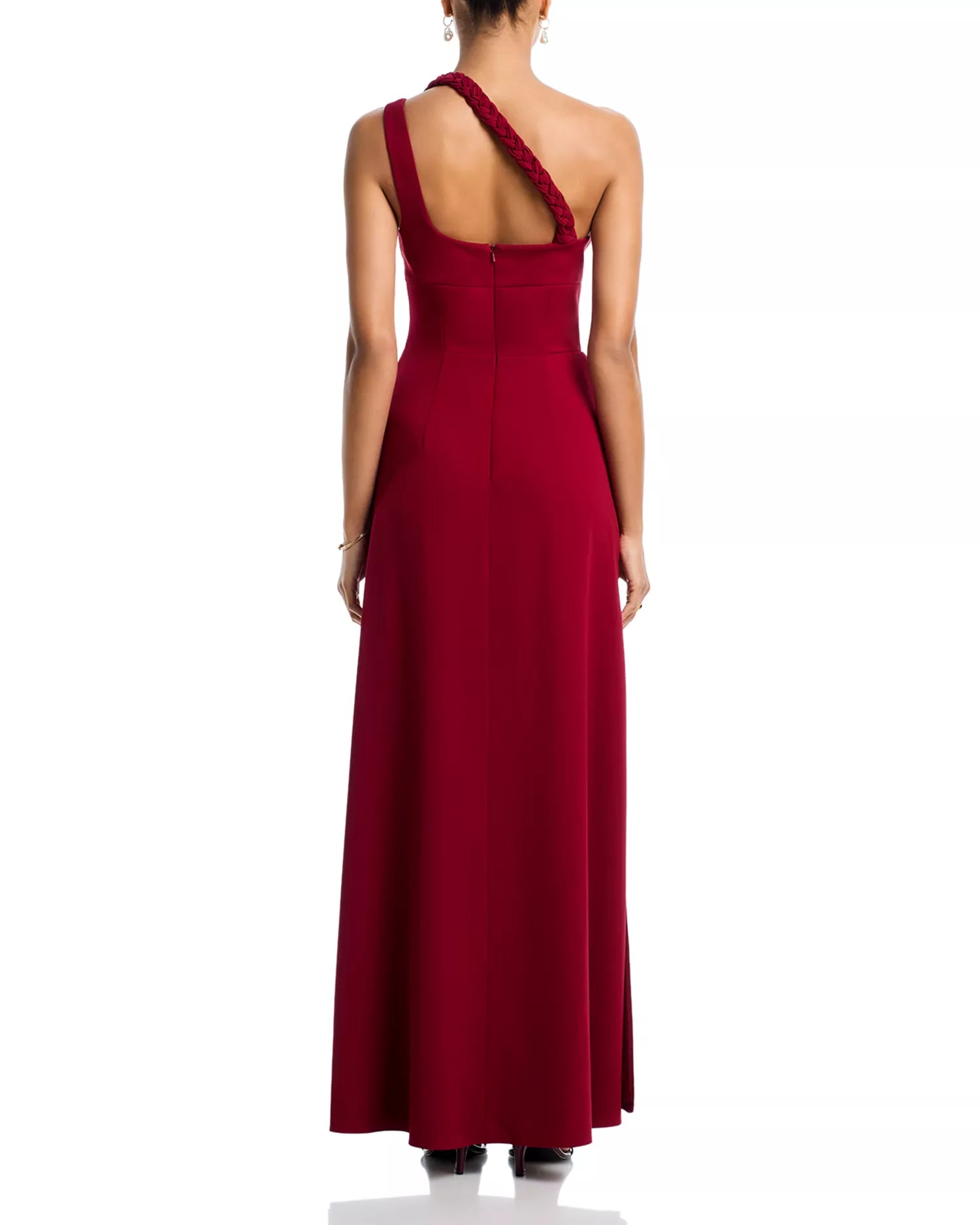 Chic Sheath One Shoulder Braided Strap Ruched Bodice Floor Length For Sale Prom Dress ﻿