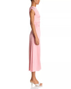 Chic Sheath One Shoulder Cap Sleeve Ruched Back Midi Length For Ladies Prom Dress