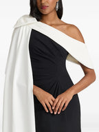 Chic Sheath One-Shoulder Cape Sleeve Slit Back Floor Length For Adults Prom Dress