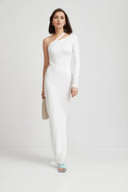 Chic Sheath One Shoulder Cutout Neck Long Sleeve Floor Length Prom Dress