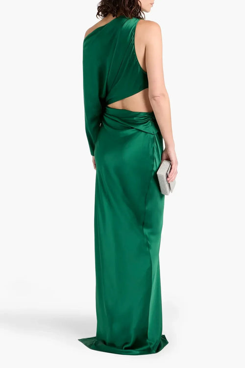 Chic Sheath One Shoulder Cutout Waist High Slit Floor Length Plus Size Evening Dress