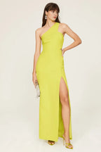 Chic Sheath One Shoulder Cutout Waist High Slit Floor Length Plus Size Prom Dress