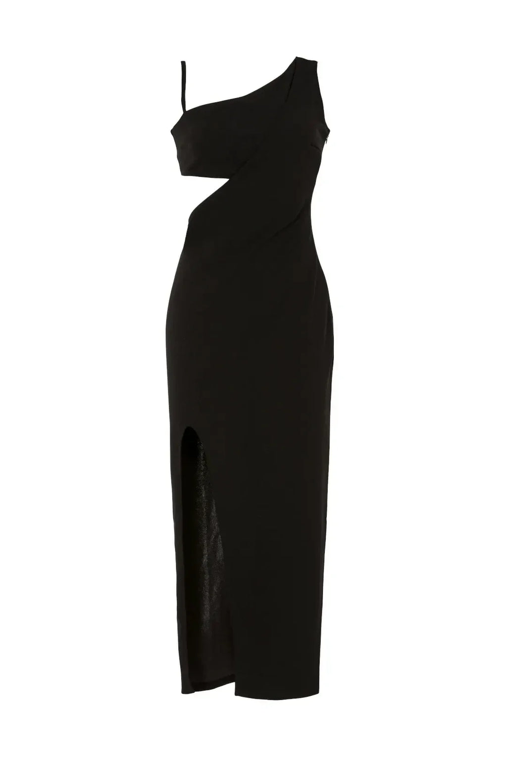 Chic Sheath One Shoulder Cutout Waist High Slit Midi Length Plus Size Prom Dress
