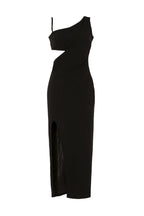 Chic Sheath One Shoulder Cutout Waist High Slit Midi Length Plus Size Prom Dress
