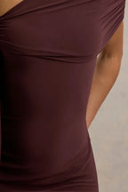 Chic Sheath One Shoulder Draped Sleeve Zipper Back Midi Length Evening Dress