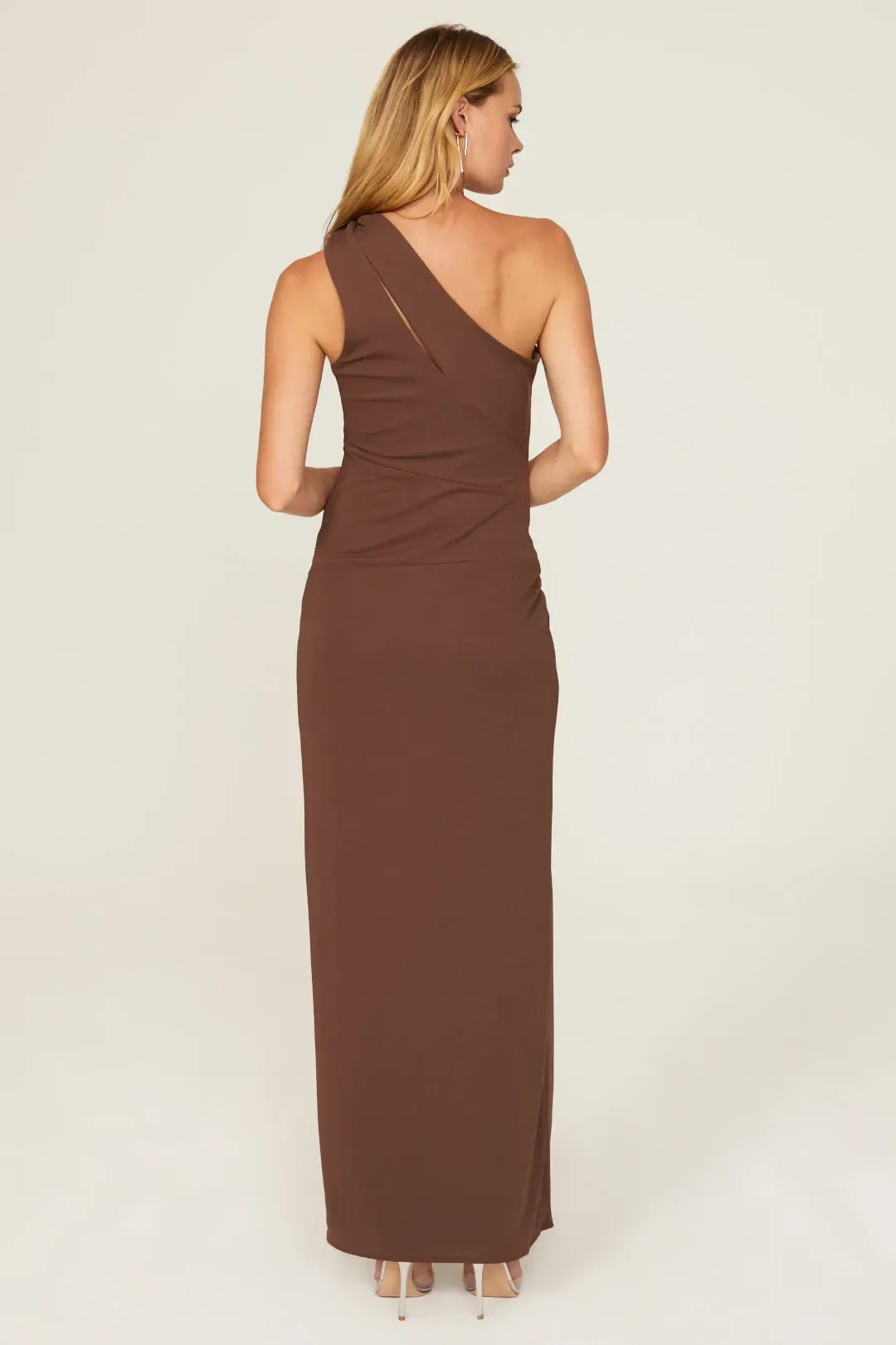 Chic Sheath One Shoulder Knot Detail High Slit Floor Length Plus Size Prom Dress