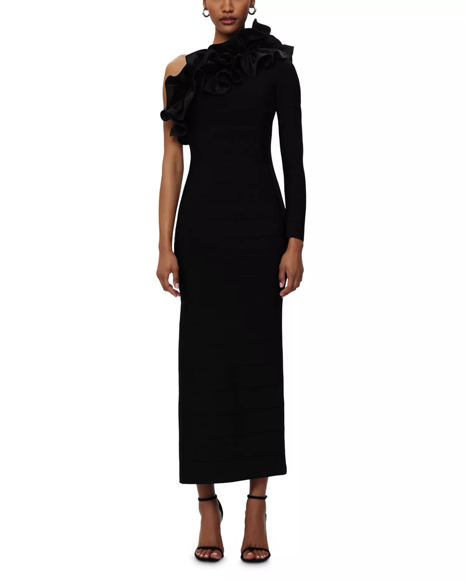 Chic Sheath One Shoulder Ruffle Accent Open Back Floor Length Hot Sale Prom Dress