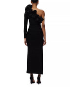 Chic Sheath One Shoulder Ruffle Accent Open Back Floor Length Hot Sale Prom Dress