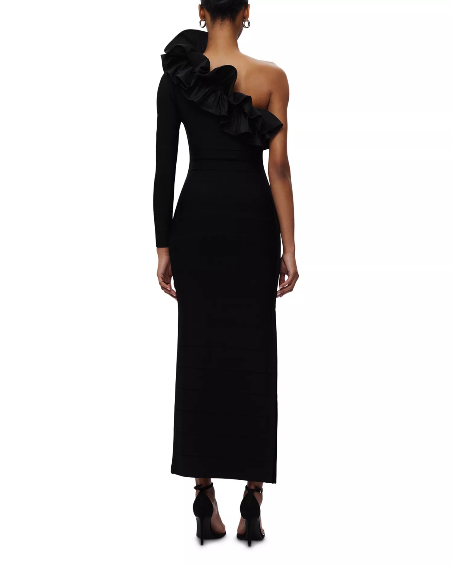 Chic Sheath One Shoulder Ruffle Accent Open Back Floor Length Hot Sale Prom Dress