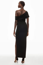 Chic Sheath One Shoulder Short Sleeve Side Slit Floor Length Plus Size Prom Dress
