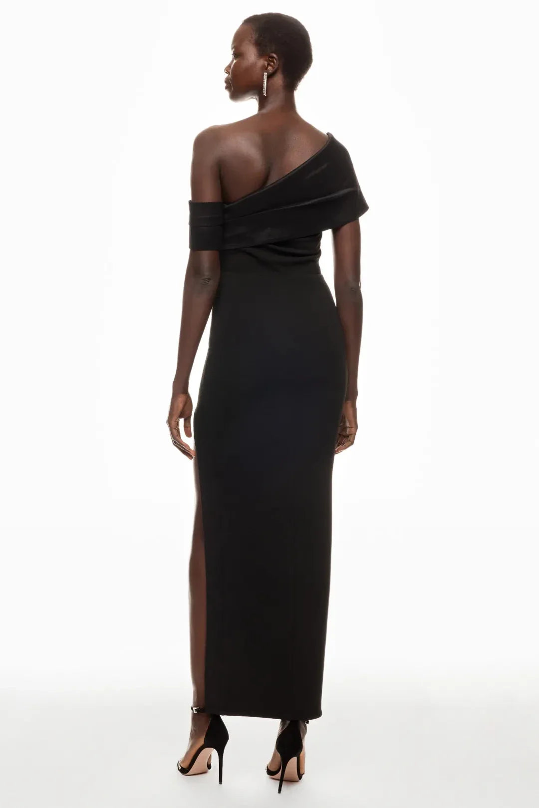 Chic Sheath One Shoulder Short Sleeve Side Slit Floor Length Plus Size Prom Dress