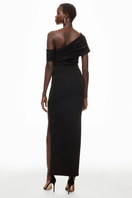 Chic Sheath One Shoulder Short Sleeve Side Slit Floor Length Plus Size Prom Dress
