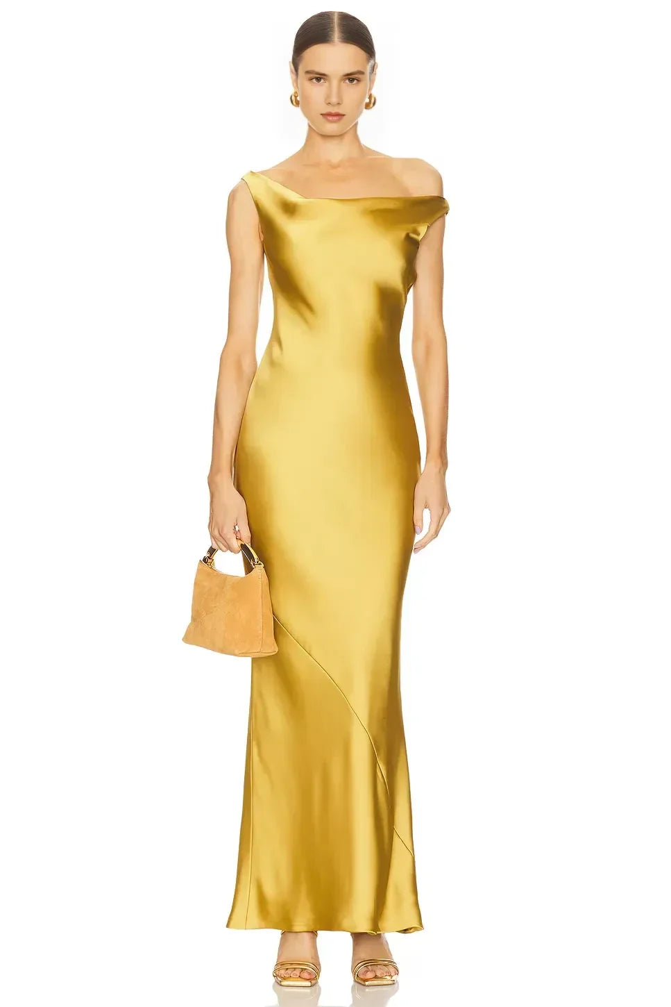 Chic Sheath One Shoulder Sleeveless Draped Back Floor Length Evening Dress