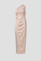 Chic Sheath One Shoulder Sleeveless Draped Midi Length Plus Size Prom Dress